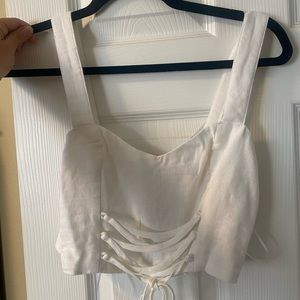 NWT Abercrombie & Fitch white linen crop top with
